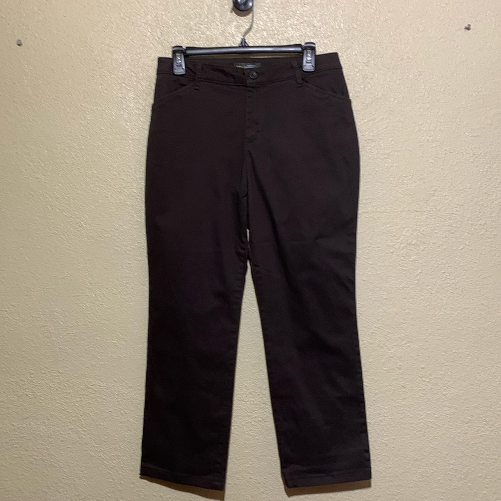 Lee Pants 6 Short Dark Brown Straight Mid Rise Relaxed Fit Cotton Spandex